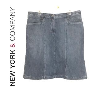 NY&CO Denim Flared Skirt Plus Size